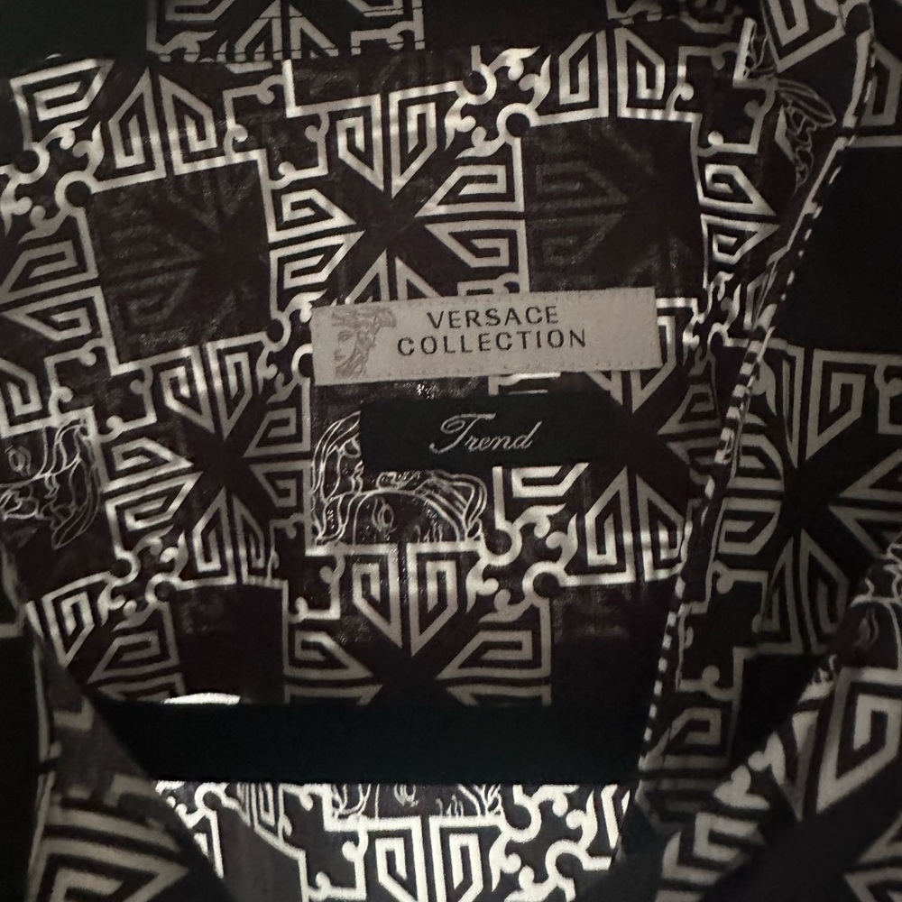 Versace Collection Men's Geometric Black and White Shirt